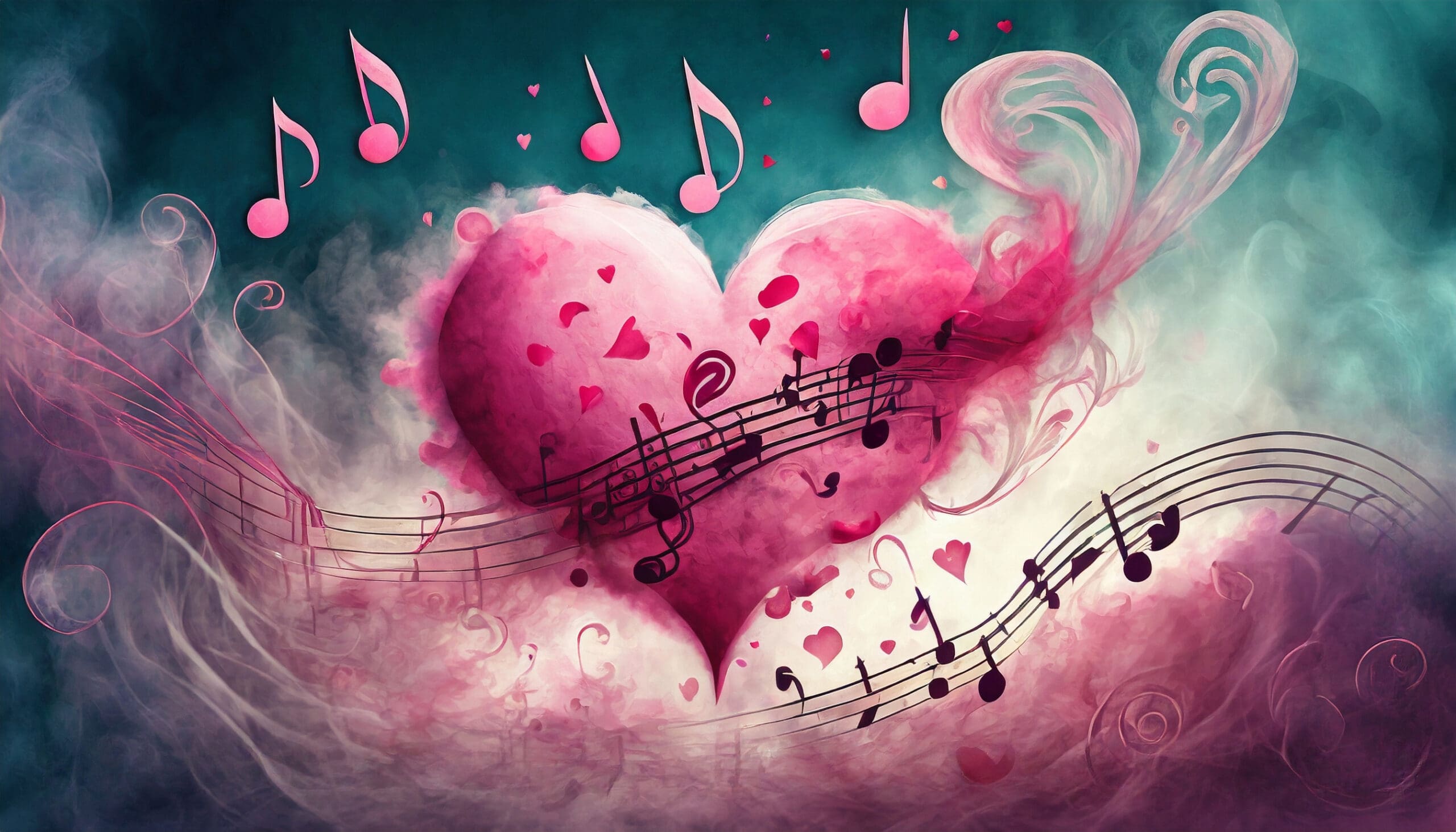 Valentine’s Day background with a pink heart in the form of smoke. background with hearts